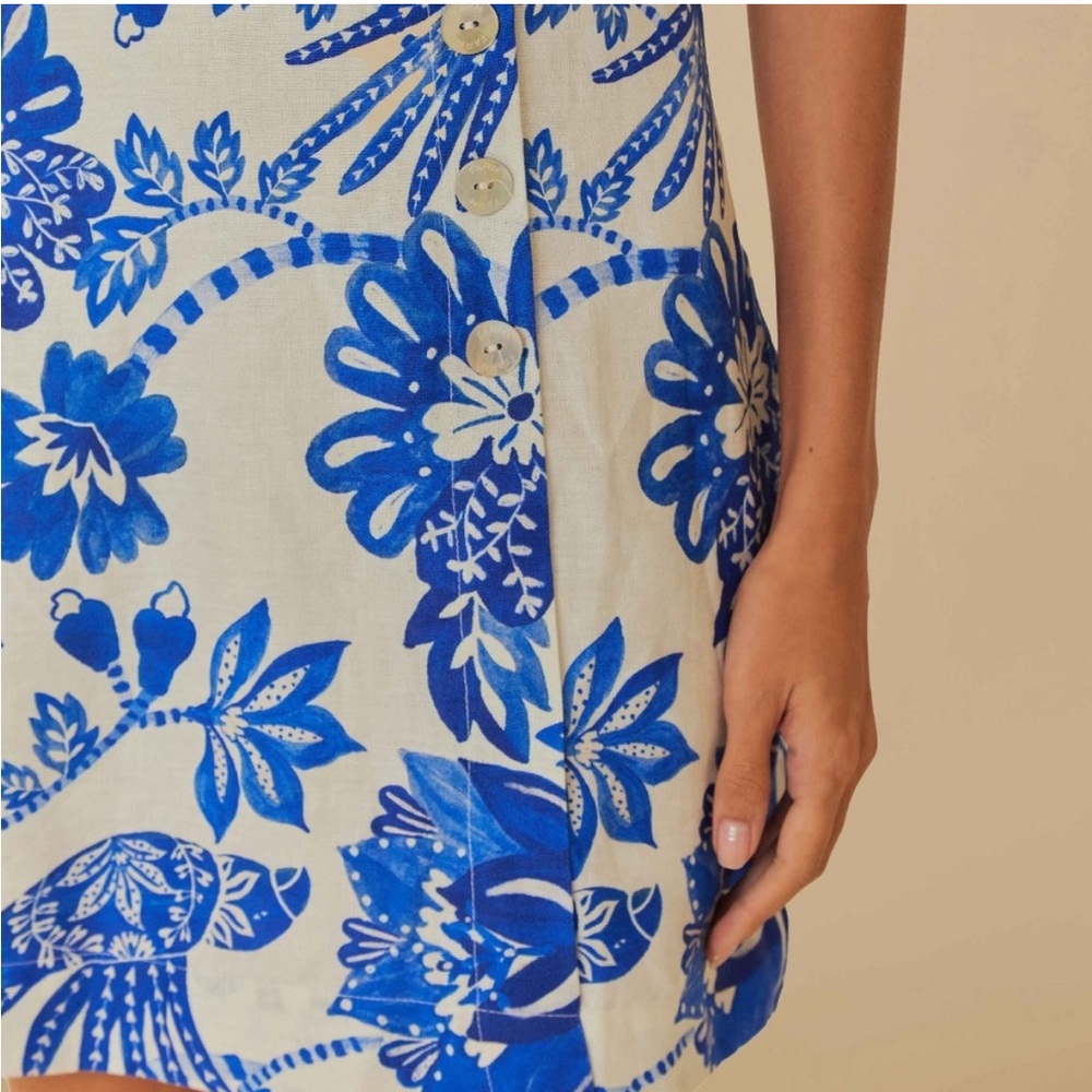 Beautiful FARM Rio Off-White Floral Birds Euroflax™ Mini Dress - Picture 3 of 7